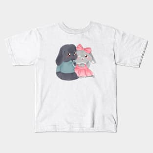 Cuddle Couple Lop Rabbit | Chibi Blue and Joy | Bunniesmee Kids T-Shirt